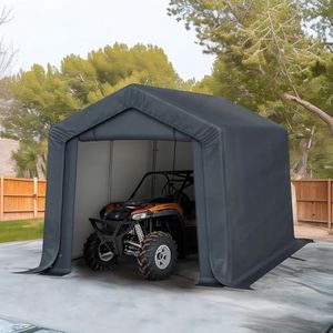 Motorcycle Storage Sheds, 8x12ft Heavy Duty Carport, Outdoor Shades Portable Storage Shelter, Garage with Rolled up Zipper Doors, for Motorcycle, Bicycles and Outdoor Tools
