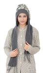 AMOLDO Women's Wool Blend Cap with Muffler (Cap -122_Grey_Free Size)