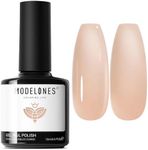 Modeloens Milky Peach Jelly Gel Nail Polish, 15ML Jelly Cream Nude Gel Polish Soak Off UV LED Nail Polish Nail Art Starter Manicure Salon DIY at Home