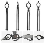 VEVOR Blacksmith Tongs, 18” 4 PCS, V-Bit Bolt Tongs, Wolf Jaw Tongs, Z V-Bit Tongs and Gripping Tongs, Carbon Steel Forge Tongs with A3 Steel Rivets, for Beginner and Seasoned Blacksmiths, Bladesmiths