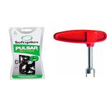 SOFTSPIKES Golf Spikes Pulsar Fast Twist 3.0 Black Golf Spikes, White/ Black, Packaging May Vary & LONGRIDGE Golf Shoe Spike Wrench Spike Wrench - Red,