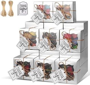 KPOSIYA 20 Pcs Silver Bakery Boxes with Window Individual Cupcake Boxes 4x4x2.5 Inches Cookie Boxes Kraft Paper Silver Gift Box for Pastries, Cookies, Pie, Donuts, Macaroon