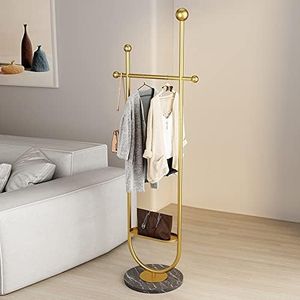 FJANKUI Gold Clothing Garment Rack with Marble Base and Tray, Modern Minimalist Hanging Clothes Rack, for Coats, Hats, Scarves and Handbags of Entryway, Hallway, Bedroom, Office（Golden）