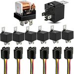 Automotive Relay Harness Set - ELEFOCUS 5 Pin 12V 30/40 AMP SPDT with Interlocking Relay Socket and Color-Labeled Harnesses, 6 Pack