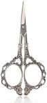 BIHRTC Vintage European Style Plum Blossom Scissors for Embroidery, Sewing, Craft, Art Work & Everyday Use (Silver)