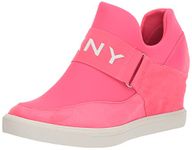 DKNY Women's Essential High Top Slip on Wedge Sneaker, Fuchsia, 6.5