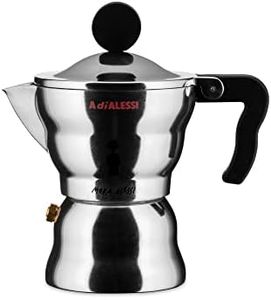 Alessi AAM33/1 "Moka" Stove Top Espresso Coffee Maker in Aluminium Casting Handle And Knob in Thermoplastic Resin, Black