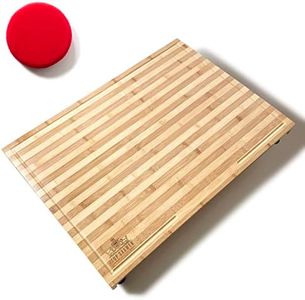Top Drawer British Extra Large Wooden Stovetop Cover - Bamboo Wood Stove Cutting Board and Chopping Block with Adjustable Legs for Kitchen, RV or Camper - Complete with Cutting Board Sponge Applicator