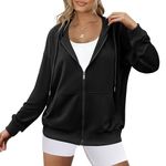 Zeagoo Womens Lightweight Zip Up Hoodies Long Sleeve Fall Casual Trendy Sweatshirts Jacket with Pocket Black