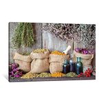 Kitchen Canvas Wall Art - Italian Style Spices and Herbs Canvas Art for Farmhouse Kitchen ​Wall Decor, Vintage Herbs Prints Pictures, Modern Framed Artwork for Living Room Wall Decor (24x18 Inches)