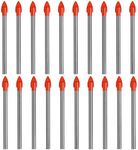 TIMESETL 20Pcs Glass Drill Bit 6mm Tile Drill Bit 3/16" Round Shank Spear Head Drill Bit for Glass Tile Ceramic Mirror Porcelain Marble