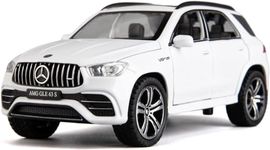 VARIYA ENTERPRISE 1/32 Scale Benz AMG GLE 63S SUV Toy Car, Alloy Diecast Collectible Pull Back Car Model with Light and Sound Toy Vehicles for Adults Boys Girls Gift Toy (White)