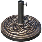 Outsunny 11.5kg Garden Parasol Base, Round Heavy Duty Umbrella Stand Holder, Resin Parasol Stand for 38mm or 48mm Outdoor Umbrella Poles, Bronze Tone