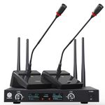 DIGIMORE UHF Dual Wireless Desktop Gooseneck Microphone 18" Podium Microphone with 60 Channels Selectable Frequency for Meetings Video Conferences, Streaming Lectures (D-610)…