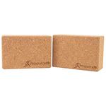 ProSource Natural Cork Yoga Blocks Set of 2 for Support, Balance, and Flexibility 22.75 L x 15.25 H x 7.6 cm ( 9"x6"x3")