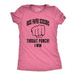 Womens Rock Paper Scissors Throat Punch T Shirt Funny Sarcastic Humor Tee Girls Funny Womens T Shirts Funny Sarcastic T Shirt Women's Novelty T Shirts Pink 3XL