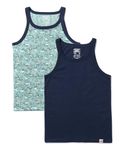 Jockey UB24 Boys Super Combed Cotton Printed Round Neck Sleeveless Vest (Pack of 2_Prints May Vary)_Feldspar & Navy_11-12 Yrs