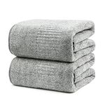 SEISSO Bath Sheets 2 Piece, Premium Jumbo Bamboo Fibre Bath Towel 90 x 160cm, Super Soft, Highly Absorbent and Quick Dry Bath Sheet, it is the best choice for Couple, Grey Pack of 2