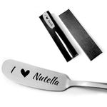 FZTUON Funny Butter Knife, I Love Nutella Stainless Steel Engraved Butter Cheese Knives, Peanut Butter Breakfast Spreader for Peanut Butter Lovers, Sandwich Bread Toast Butter Lover