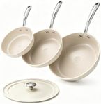 Redchef Ceramic Non Stick Frying Pan Set, 4-Piece, Beige White