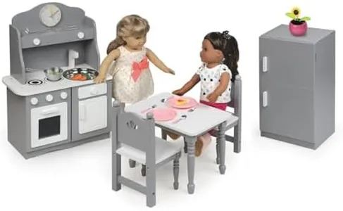 Badger Basket Toy Kitchen Furniture Set for 18 inch Dolls - Gray/White