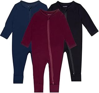 GUISBY Baby Footless Pajamas with Mittens, Rayon Long Sleeve with 2 Way Zipper Sleeper 3Pack 12-18 Months