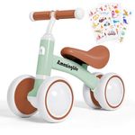 Balance Bike 1 Year Old, 10-24 Months Baby Balance Bike Toys, No Pedal Infant 4 Wheels Toddler Bike, Toddler Ride On Toys, Three Free Cartoon Stickers, First Birthday Gift for Boys Girls, Green