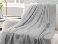 Crescent Textile Adult Cellular Blanket Pure 100% Organic Cotton Large Bed Throw Reversible Lightweight |Thermal Soft Traditional Cellular Blanket (Gray, Single 180 X 230cm)