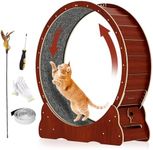 Cat Exercise Wheel - Larger Wheel for Any Size Cat - Stable and Quiet Cat Wheel Exerciser for Indoor Cats - Wooden Cat Treadmill with Carpeted Runway - Easily Assembled Cat Running Wheel