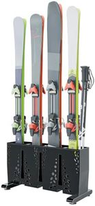 TOCRETOARE Ski Storage Rack for Garage, 4 Pair Heavy Duty Steel Freestanding Ski Storage Organizer, Indoor Ski Holder Racks for Home and Garage Storage