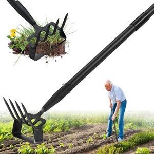 Stirrup Hoe and Cultivator, Heavy Duty Scuffle Garden Hoe with 73Inch Adjustable Handle for Weeding,Digging, Loosening Soil, Metal Garden Hula Hoe with Rake Tiller Cultivator
