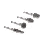 Kutzall 4-Piece Rotary Burr Kit - ⅛" Shaft, Coarse - Woodworking Attachment for Dremel, Foredom, Ryobi, DeWalt, Milwaukee Tools with Abrasive Tungsten Carbide