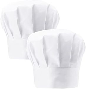 QINERSAW 2 PCS Toque de Chef Cuisinier Chapeau de Chef Cuisinier Elastique Toque de Cuisinier Ajustable Bonnet de Cuisine en Coton Toque de Cuisinier Adulte pour Restaurant, Blanc