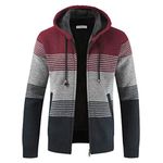 Men's Hoodie Knit Knitwear Sweatshirt Sweater Jacket Coat Mens Autumn Winter Fleece Thick Warm Hoodie Cardigan Sweater Knitwear Classic Long Sleeve Sweater Knitwear Knit Men (L, red)