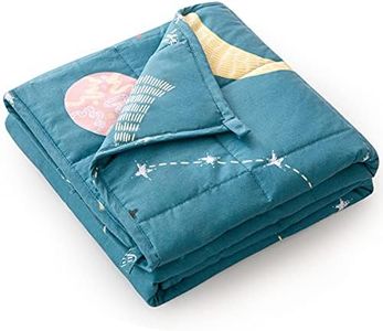 Mr. Sandman 5 lbs Weighted Blanket for Kids Twin Size Bed, Perfect for 40-60lb Girls/Boys Organic Cotton Heavy Blanket with Premium Glass Beads - 36" x 48" Star Moon Blue