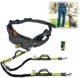 TAKSIN - The Ultimate Two Dogs Hands Free Walking Leash + Training Running Leash + Treat Holder + Poop Bag Dispenser + Phone Pocket + Bottle Holder (Small/Large Dogs) Grey
