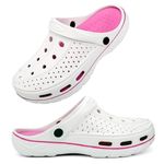 INMINPIN Women Men Orthopedic Clogs Arch Support Garden Shoes Sandals Slippers with Plantar Fasciitis Insoles, Cute Rosy, 8-9 Women/6-7 Men