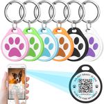 AIR 6-Pack QR Code Pet ID Tags Scan QR Code from Pet Online Profile, QR Dog Round Tags Send Instant Location No App Required, Lightweight Waterproof (Pink Green Blue Orange Black White)