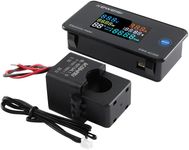 JESSINIE AC Voltage Current Meter, Closed Transformer Voltage Monitor Tester 0-100A AC50-300V Voltage Current Power Electric Energy Electrical Multi Tester LCD Digital Display KWH Reader