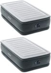 Intex Twin Size Dura Beam Deluxe Comfort Plush Air Mattress Fiber Tech Airbed with Built-in Pump and Portable Storage Carrying Case, 2 Pack, Gray