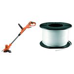 Black + Decker BESTA525GB Strimmer Grass Trimmer, 450 W & A6046-XJ Replacement Strimmer Line, 37.5 m