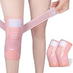 Knee Support Brace 2 Pack Compression Knee Sleeve with Straps Knee Bandage for Women Men for Sports, Running, Arthritis, Joint Pain, Ligament Injury, Meniscus Tear, ACL, MCL, Tendonitis (Pink, XL)