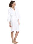 CREEVA Luxury 100% Cotton Unisex Shawl Collar Bathrobe, Super Soft Velour & Terry, Highly Absorbent-Perfect for Gym, Shower, Spa, Hotel, Nightwear, Gift, Medium, White
