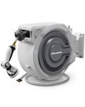 66 FT x 5/8" Retractable Garden Hose Reel by HOZEREEL, Outdoor Garden Hose Reels - Automatic Self Retract Wall Mount Hose Reel Enclosed Storage, Any Length Lock, 10 Pattern Nozzle-Grey