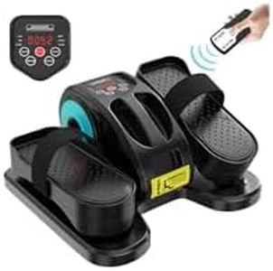 ESL Under Desk Elliptical - Portable Leg Exerciser for Seniors, Compact Seated Elliptical with Remote Control, LCD Display Electric Elliptical Trainers for Home, Blue