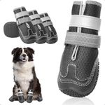 OHCOZZY Dog Shoes with Breathable Mesh, Anti-Slip Dog Boots with Reflective Straps, Wear-resistant Rubber Sole Dogs Paw Protector for Small Medium Large Dogs 4 Pcs(M,Black)