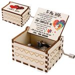 Valentines Gifts for Her, Wife Birthday Gifts Wife Gifts - Hand Crank Wood Music Box You Are My Sunshine, Vintage Engraving Wooden Music Box Gifts for Wife
