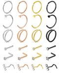 MODRSA Nose Rings Nose Rings Hoops Nose Ring Surgical Steel Nose Ring 20g Nose Piercings Jewelry Double Hoop Nose Rings for Women Men Nose Hoops 20 Gauge