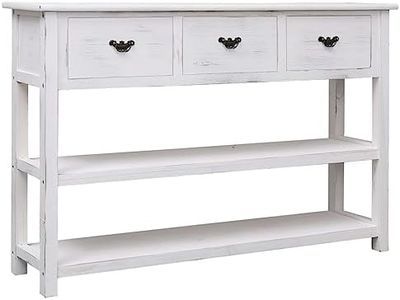 vidaXL Antique White Wood Sideboard with Three Drawers and Two Shelves - Compact and Functional Design