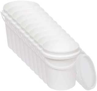 Kitchee 10x 1.2L Plastic Buckets + Lids - Food Grade Empty White Tub With Handle
